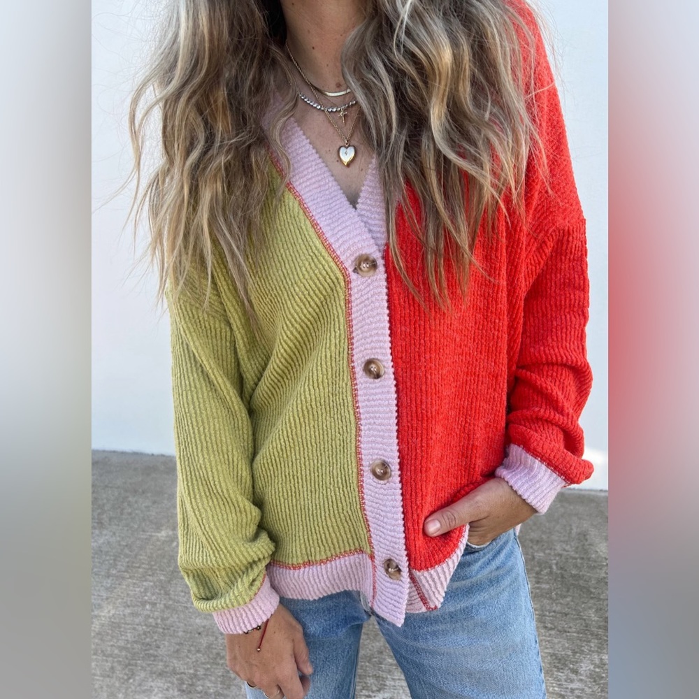 By Together Button Down Cardigan in Green